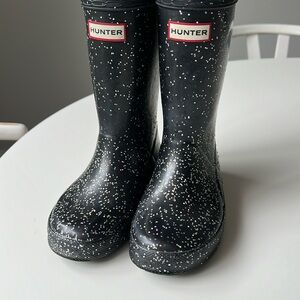 Black glitter rain boots